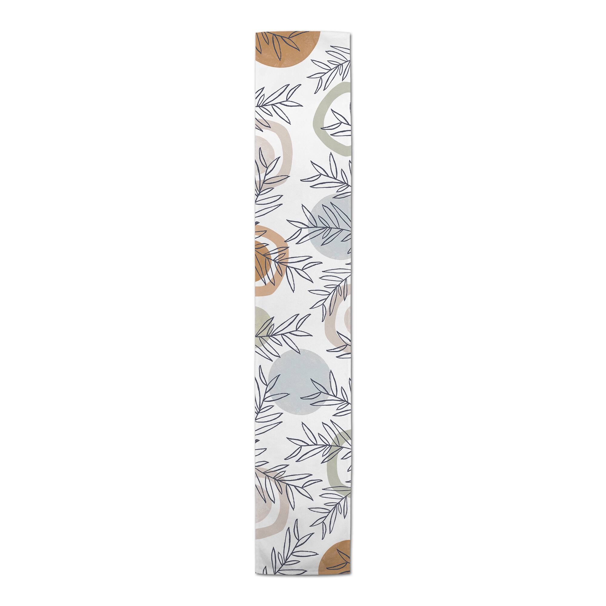 90" Mid Mod Arch Leaves Cotton Twill Runner